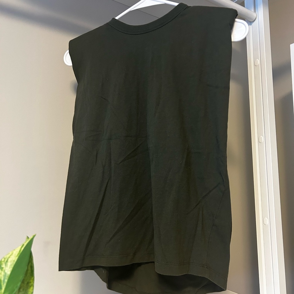 RETROD Olive Green Shoulder Padded Muscle Top